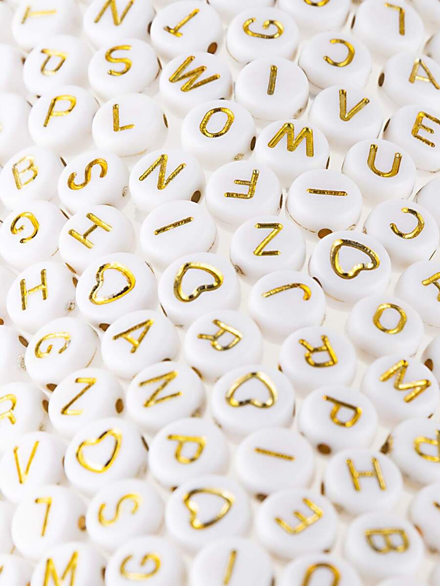 500入組亞克力字母字母姓名珠子心珠子適用於珠寶製作 - 彩色 - 查看 1