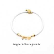 1pc New Stainless Steel Zodiac Adjustable Rope Bracelet For Women Party - White - View 2