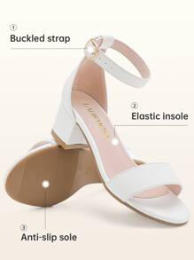 Dreamshoes Girls High Heel Ankle Strap Sandals Block Dress Chunky Pump