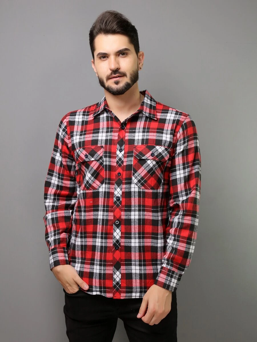 Men Shirts - 紅白色 - 查看 1