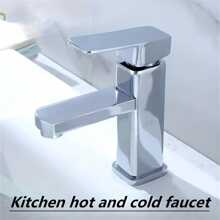 1pc Stainless Steel Body Kitchen Sink Faucet With Hot & Cold Water - Silver - View 1