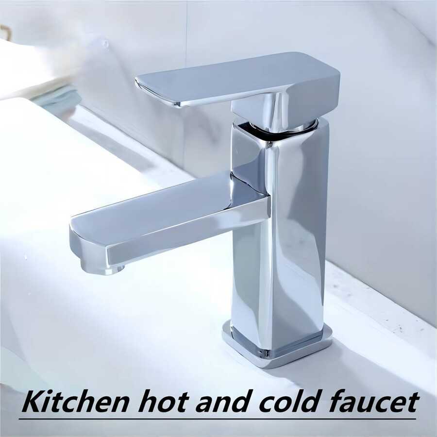 1pc Stainless Steel Body Kitchen Sink Faucet With Hot & Cold Water - Silver - View 1