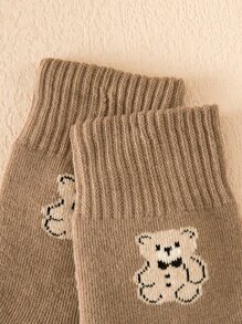 1/3/5双装可爱小熊保暖中筒袜，女士秋冬款 - 彩色 - 查看 8