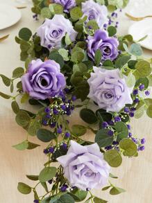 1pc 190cm Violet Silk Cloth Jasmine Vine For Home Decor, Wedding Decor, Table Centerpiece, Party Decoration, Holiday Decoration - Purple - View 6