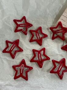 30个装女士Y2K风格星形水滴形BB发夹，时尚红色发饰街头爪夹发卡，学生用品，发饰，头部饰品，女士发饰