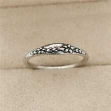 1pc Vintage, Simple, Carved, Plant Flower Decorated Ring, Suitable For Women's Wedding Party, Festival, Leisure, Everyday Wear Valentines,Mom,Mother,Mother's Day,Gift - 復古銀色 - 查看 4