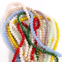 3-8mm Xanh Ngọc bích Hạt Bằng phẳng Tròn Hạt lỏng lẻo Phù hợp NỮ Làm đồ trang sức DIY Vòng tay Dây chuyền Chất liệu Quân nhu - Màu xanh lam - Xem 9