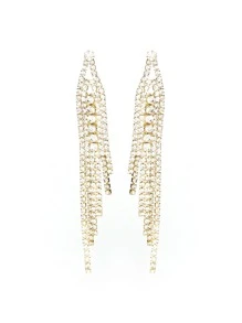 Gold Color Gorgeous Crystal Rhinestone Earring Stud for Women 1 Pair - Gold - View 5