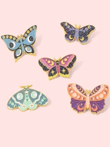 5 Piezas Insignias De Esmalte Con Diseño De Bruja Y Mariposa Personalizadas, Broches De Polillas Con Fases De La Luna, Broches De Solapa Y Parches, Joyería Punk Gótica E Insectos, Regalo Para Amigos - Multicolor - Ver 3