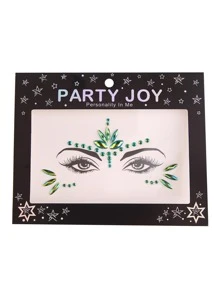 Party Joy 2入組綠色樹脂臉貼, 多彩的雨滴形狀3d逼真寶石鑲面貼,適用於diy化妝,狂歡節和節慶裝飾貼紙 - 彩色 - 查看 2