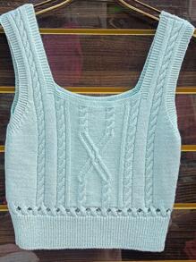 Women Knit Tops - Mint Blue - View 1