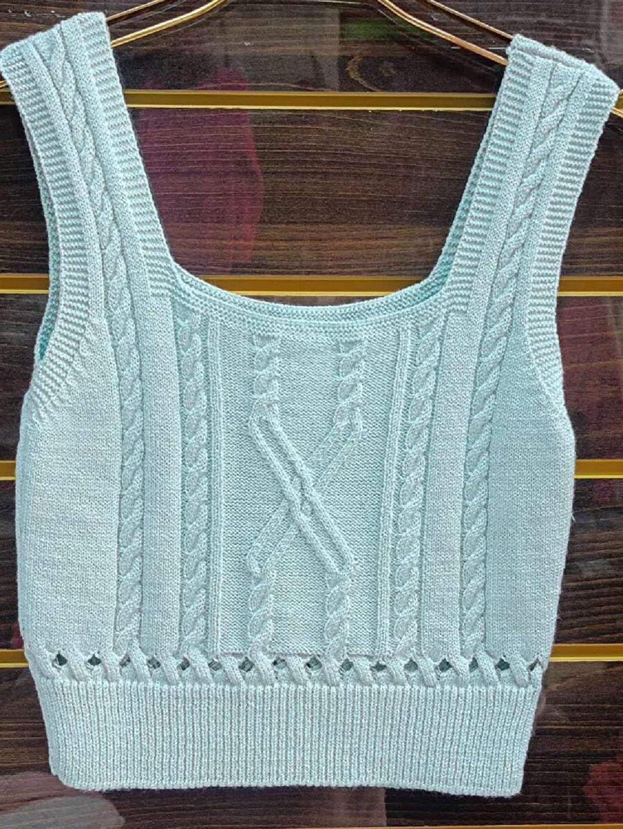 Women Knit Tops - Mint Blue - View 1