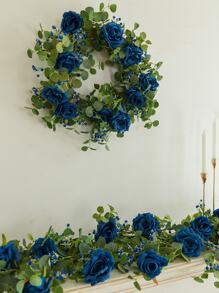 190 厘米織物人造金錢植物和牽牛花藤花環藍色適合婚禮派對餐桌中心裝飾品 - 藍色 - 查看 10
