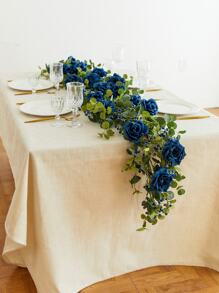 190 厘米織物人造金錢植物和牽牛花藤花環藍色適合婚禮派對餐桌中心裝飾品 - 藍色 - 查看 8