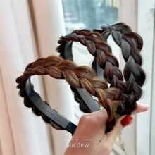 1入組簡約時尚髮帶假髮,扭結頭帶適用於馬尾辮,防滑頭飾新娘頭飾 - 彩色 - 查看 2