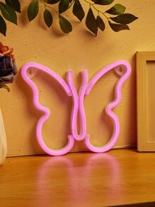 1入組蝴蝶形狀led霓虹燈牆燈,可用usb +3 * 1.5v Aa電池電源供電,適用於臥室婚禮派對家庭裝飾燈 - 粉色 - 查看 7