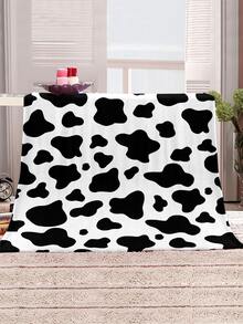 1 pieza Manta de franela con patrón de vaca cálido & acogedor para casa usar sofá & Cama - Multicolor - Ver 4