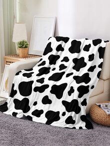 1 pieza Manta de franela con patrón de vaca cálido & acogedor para casa usar sofá & Cama - Multicolor - Ver 3