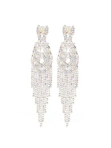 Tuyệt đẹp Gợi cảm Hộp đêm Pha lê Lủng lẳng Hoa tai Nghiên cứu Đối với phụ nữ 1 đôi - Bạc - Xem 5