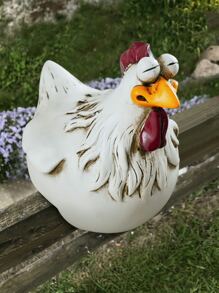 1pc Chicken Shaped Garden Ornament - White - View 9