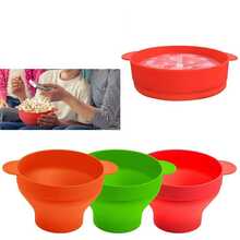 1入組可折疊微波爆米花製作器,帶蓋和爆米花處理容器,矽膠微波爆米花桶,適用於diy - 橘色 - 查看 3
