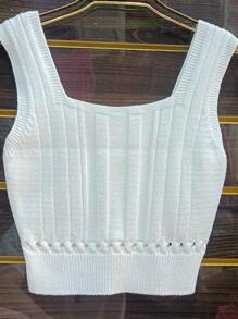 Women Knit Tops - White - View 2