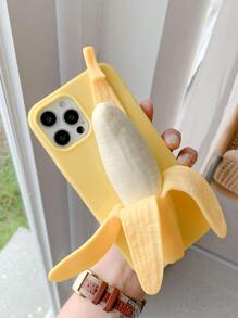 Apple Cute Phone Case Funny 3d Banana Shaped Phone Case Compatible With Iphone 14 - Yellow - View 1