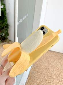 Apple Cute Phone Case Funny 3d Banana Shaped Phone Case Compatible With Iphone 14 - Yellow - View 4