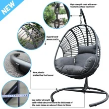 Nestfair Outdoor Indoor Wicker Swing Egg Chair with Cushion