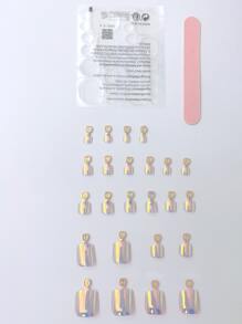 Mejora tu apariencia con 30 piezas de diseño de uñas para pies con forma cuadrada corta, efecto espejo en polvo láser, colores Aurora. Viene con 1 pieza de pegamento de gelatina y 1 pieza de lima de uñas. Adecuado para fiestas, bailes, uso diario, etc. - Multicolor - Ver 4