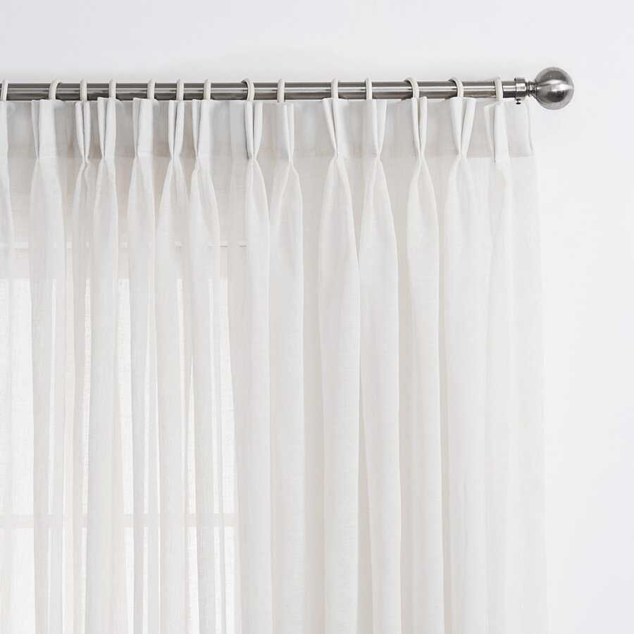 LANTIME  Sheer Curtains, Faux Linen Double Pleats Window Sheer Curtains Panels Drapery for Home, Hotel, Office, Set of 2 - 白色1 - 查看 1
