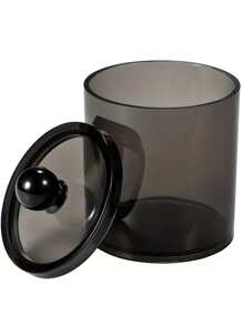 10 盎司黑色和透明塑膠藥劑師罐套裝，適用於球、棉花棒、墊和牙線鎬，輕鬆整理您的浴室和梳妝台 - 黑色 - 查看 2