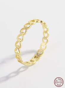 愛心設計銀婚戒適合女士新娘婚禮精細首飾類 - 銀色 - 查看 7