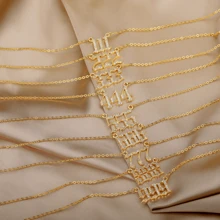 1pc Simple & Delicate Gold-plated Stainless Steel Number Pendant Necklace For Women, Perfect For Daily Wear, European And Ameican Style Necklace