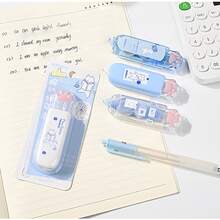 Cinta Correctora En Forma De Pata De Gato Azul Y Blanco, Película Adhesiva Portátil Para Mascotas Con Diseño Lindo, Sin Deformación De Borde, Buena Cobertura Y Fácil Corrección - Azul - Ver 7