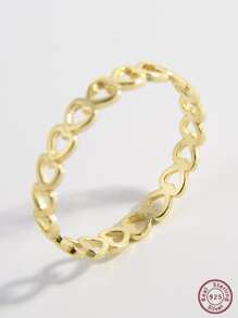 愛心設計銀婚戒適合女士新娘婚禮精細首飾類 - 銀色 - 查看 10