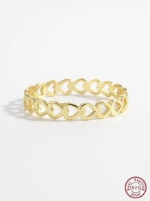 愛心設計銀婚戒適合女士新娘婚禮精細首飾類 - 銀色 - 查看 4