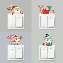 1入組聖誕節可拆式開關貼紙 - 有趣的聖誕老人和雪人壁貼 - 電燈開關窗戶裝飾,家庭聖誕節 Diy 藝術貼紙 - 彩色 - 查看 5