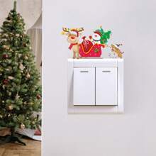 1入組聖誕節可拆式開關貼紙 - 有趣的聖誕老人和雪人壁貼 - 電燈開關窗戶裝飾,家庭聖誕節 Diy 藝術貼紙 - 彩色 - 查看 2