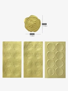 40pcs Gold Foil Embossed Stickers With 3d Texture & Heart Shape For Card Making & Decoration - Yellow - View 5