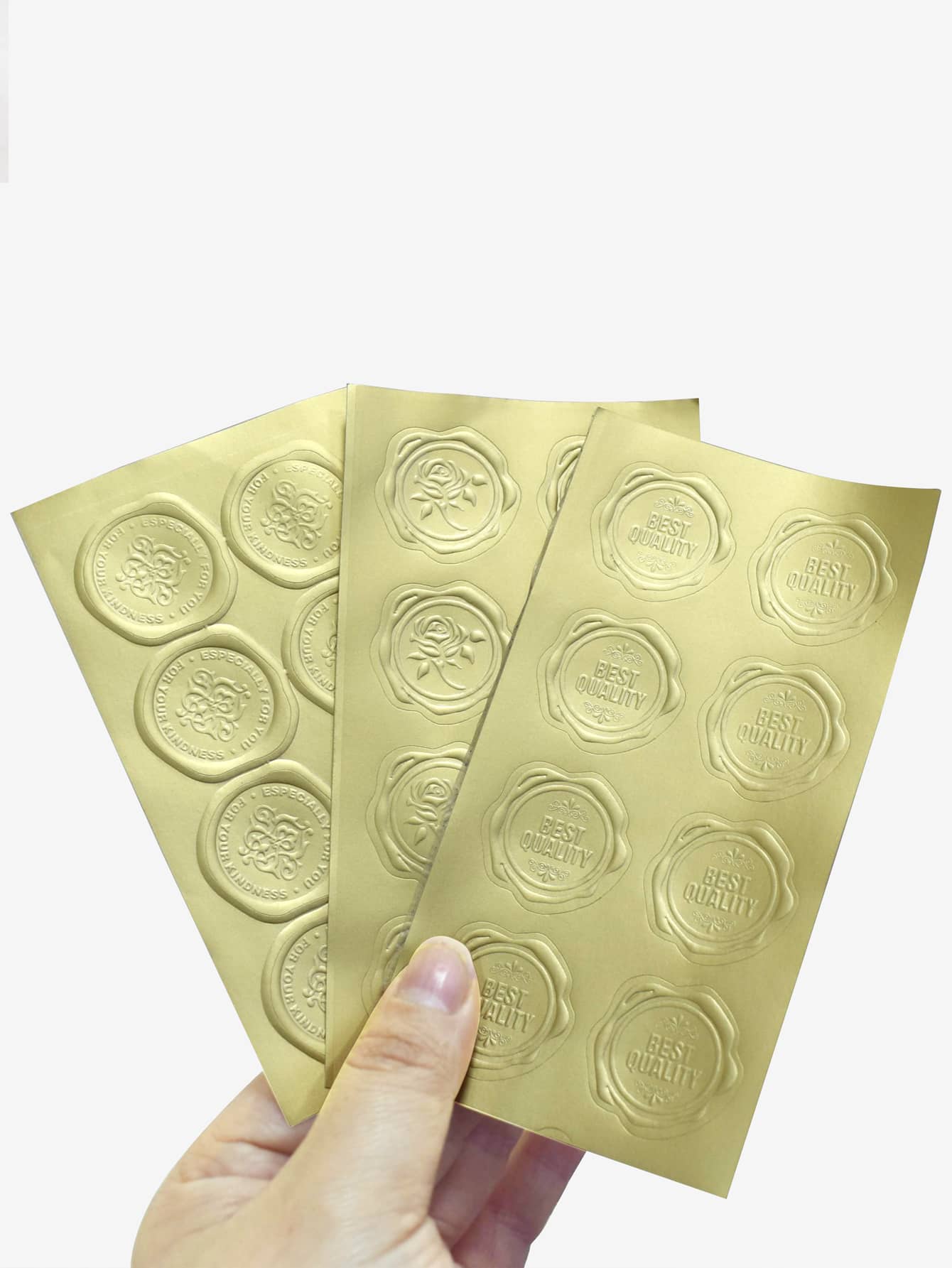 40pcs Gold Foil Embossed Stickers With 3d Texture & Heart Shape For Card Making & Decoration - Yellow - View 1