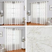 Cortinas casa ventana pantalla sucursales hoja transparente medio para dormitorio con sala de estar - Beis - Ver 1