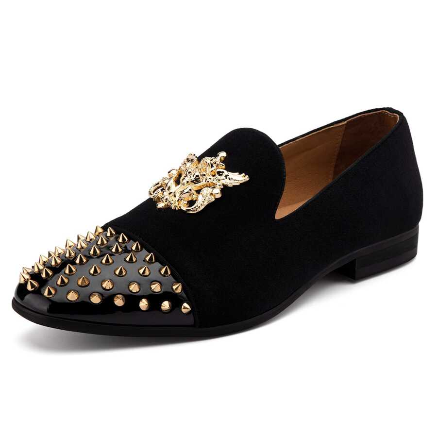 Men Loafers Dress Shoes Wedding Shoes For Men Slip-On Shoes Size 8 - màu đen - Xem 1