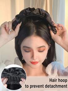 褶皱发箍头带假发 合成女士头带假发 适合 无替换长波浪头带假发