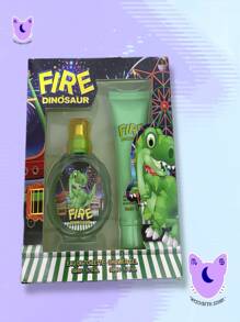 PERFUME + GEL REVITALIZANTE PARA DUCHA DINOSAURIO VERDE 100 ml SET 2 PIEZAS - Verde - Ver 1