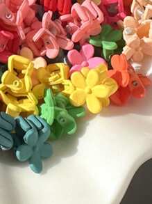 20入組彩色花朵迷你髮爪蝴蝶結 - 彩色 - 查看 3