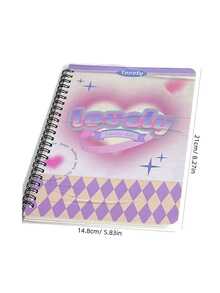 1pc Cute Notebook 50sheet A5 American Style Coil Notepad Lovely Cartoon Animal Kitten Horizontal Line Journal Scrapbooking - Purple - View 3