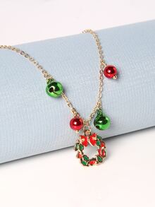 歐美風格聖誕合金聖誕老人,雪花,鈴鐺,馴鹿串珠項鏈