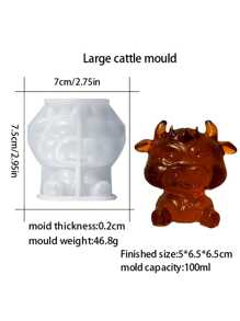 大尺寸可愛奶牛形狀矽膠模具,3D動物形狀膠水模具適用於製作蠟燭 - 7厘米*7.5厘米*7厘米 - 查看 3