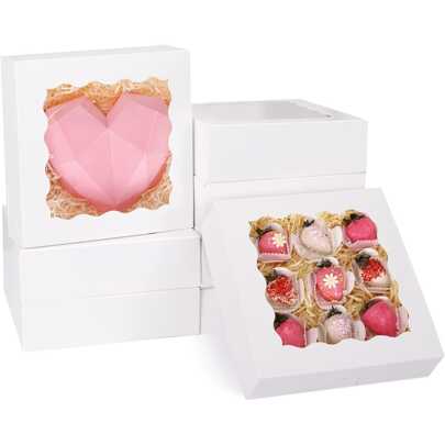 10pcs White Bakery Boxes Cake Boxes Pastry Boxes With Window For Cookies, Donuts, Chocolate Strawberries And Pie,Party Decoration, Gift Box ,Bachelorette Party,Wedding,Bachelorette,Bride,Party Decorations Birthday,Brides Maid Proposal Gifts,Wedding Decor,Bridal Shower,Wedding,Bags,Birthday,Bridesmaids Bags,Gift For Bride,Bridal Gift,Birthday,Gift Bag,Gift Bags,Party Favour Bags,Treat Bag,Clear Party Bags,Party Favor,Birthday Bag,Packing Back To School Valentine Day